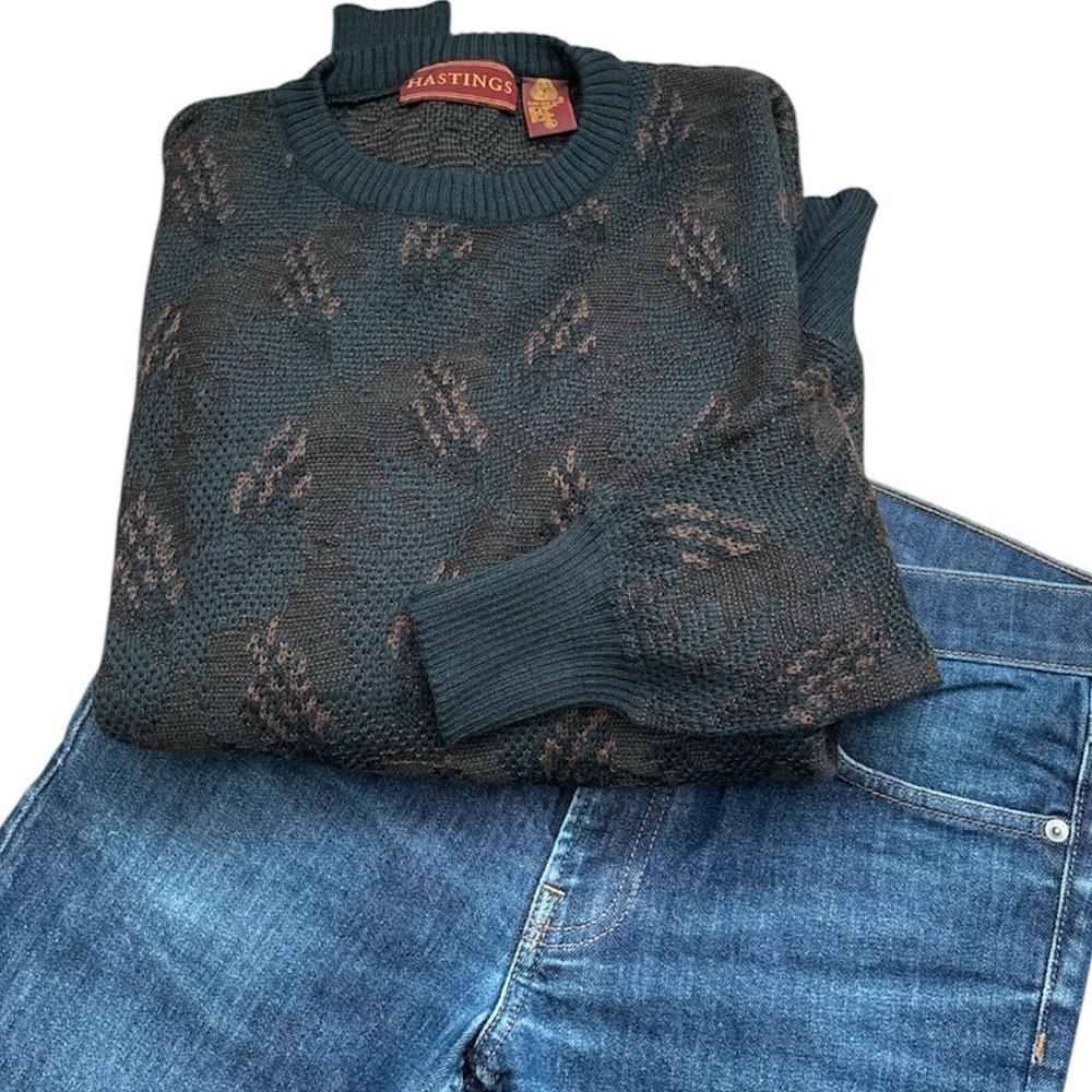 Hastings 100% Merino Wool Abstract Knit Sweater XL (L?) Indie Grunge Grandpacore - Picture 9 of 9